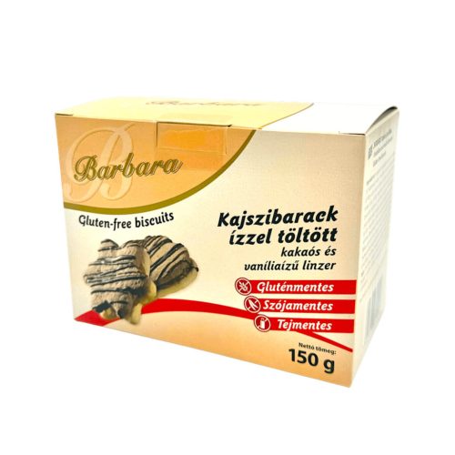 BARBARA GLUTÉNMENTES KAJSZIBARACK ÍZZEL TÖLTÖTT, KAKAÓS ÉS VANÍLIAÍZŰ LINZER - 150G