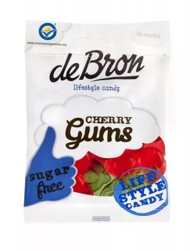 DEBRON GLUTÉN- ÉS CUKORMENTES "CHERRY" CSERESZNYÉS GUMICUKOR 90 G