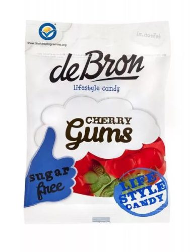 DEBRON GLUTÉN- ÉS CUKORMENTES "CHERRY"CSERESZNYÉS GUMICUKOR 90G