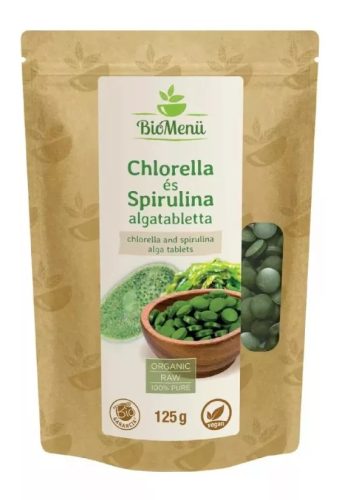 BIO CHLORELLA ÉS SPIRULINA ALGA TABLETTA 125G BIOMENÜ