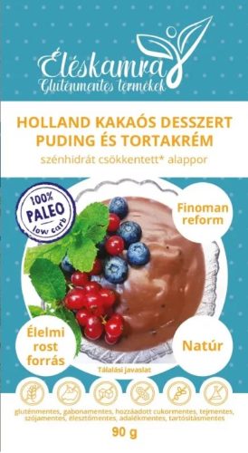 ÉLÉSKAMRA HOLLAND KAKAÓS PUDING & TORTA KRÉM ALAPPOR CH CSÖKKENTETT 60G (PALEO)