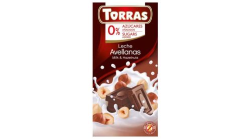 TORRAS MOGYORÓS HOZZÁADOTT CUKORMENTES TEJCSOKOLÁDÉ (GLUTÉNMENTES) 75 G