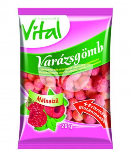 VITAL VARÁZSGÖMB CUKORMENTES EXTRUDÁLT KUKORICAGOLYÓ MÁLNA ÍZŰ 20G