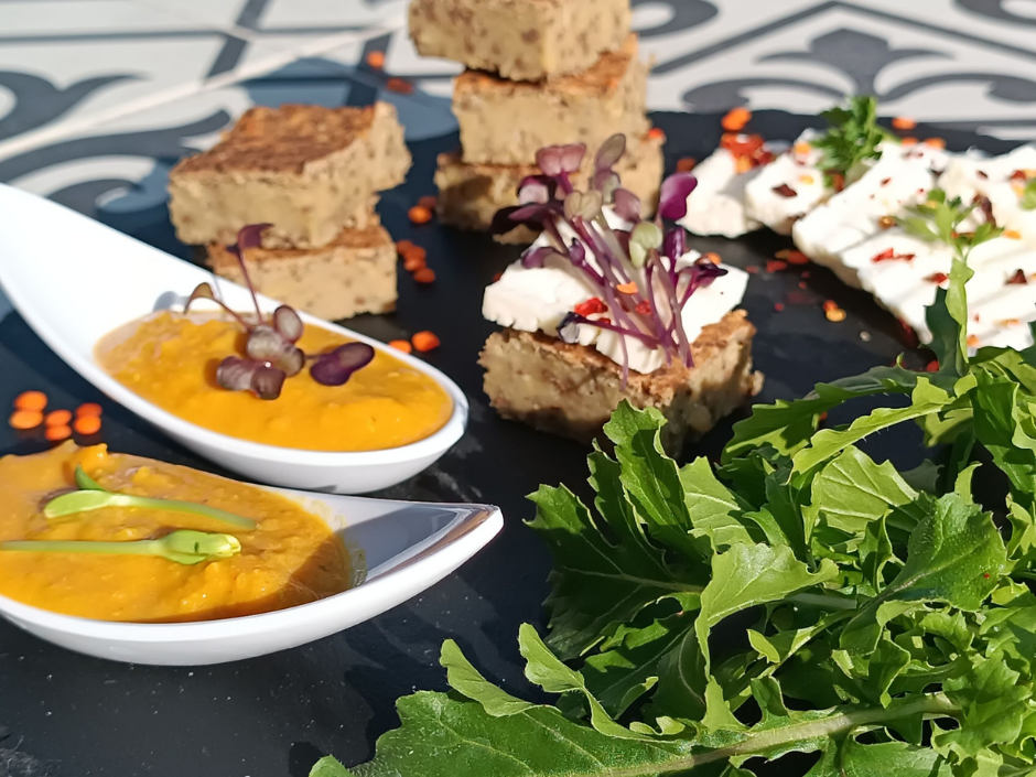 Proteinben gazdag, gluténmentes vöröslencse-chia lepény